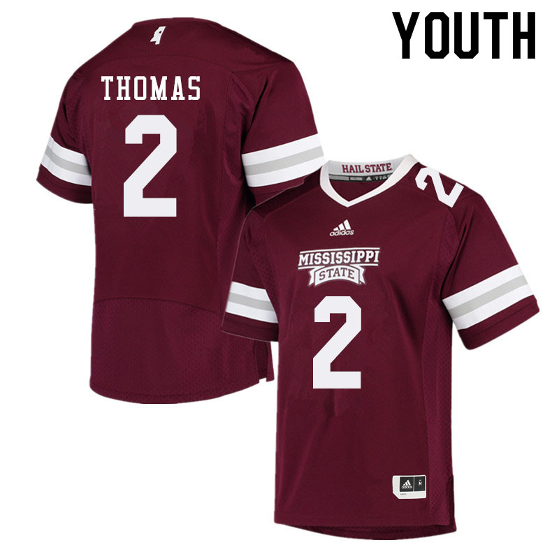 Youth #2 Deddrick Thomas Mississippi State Bulldogs College Football Jerseys Sale-Maroon - Click Image to Close
